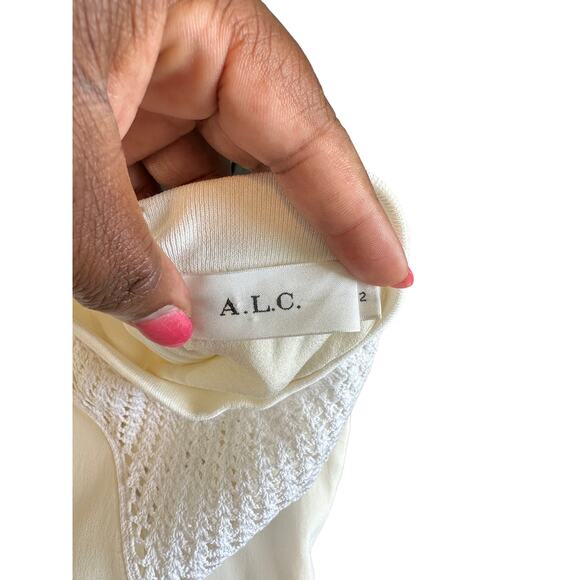 A.L.C. White Knit Crotchet Relaxed Night Out Front Sleeveless Maxi Dress Size 2 - Picture 2 of 11